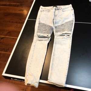 Pacsun stacked skinny jeans with rips
